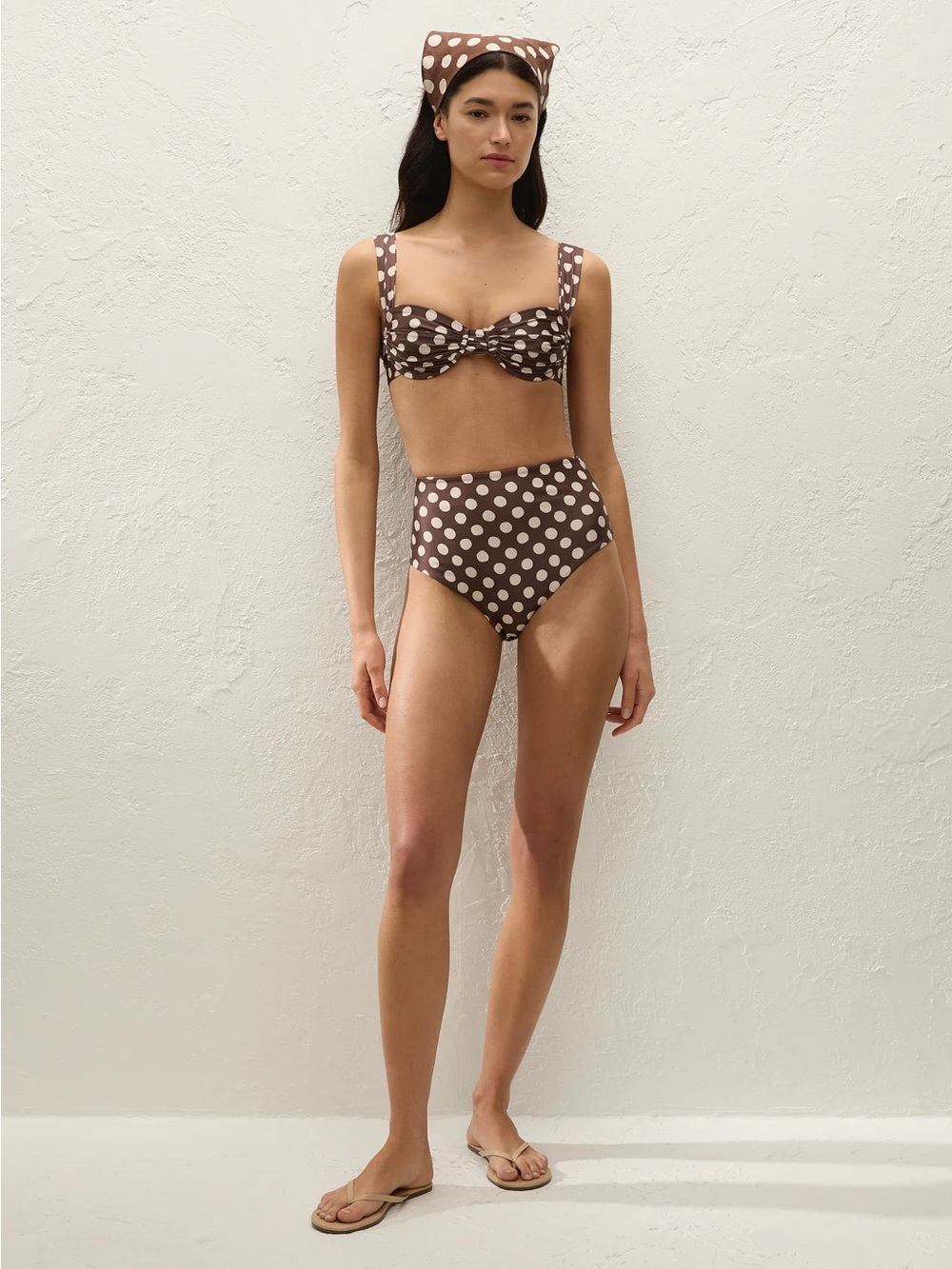 NWT Faithful Sol Bikini Top and Afonso Bikini Bottom in Brown Polka Dot - Picture 2 of 9